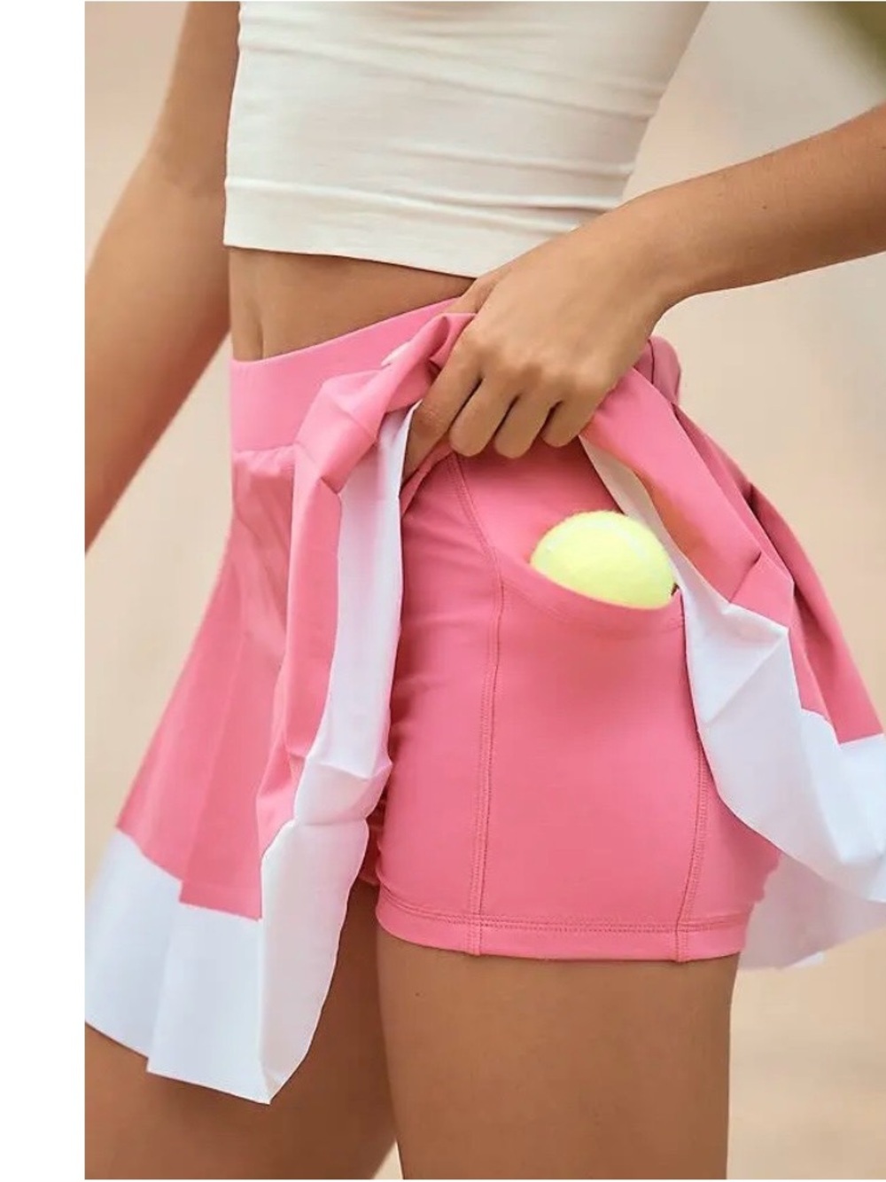 VARLEY Chase Mid Rise Tennis Skirt Skort Pink White Size Small - Picture 2 of 10